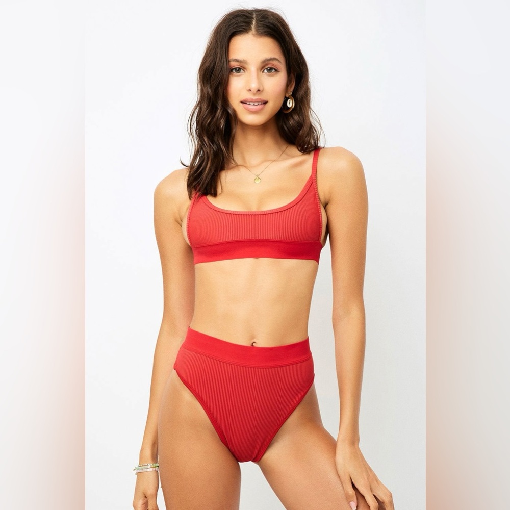 Frankie's Bikinis Red High-Waisted Bikini